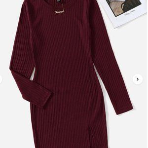 Unity Ribbed Knit Split Hem Dress